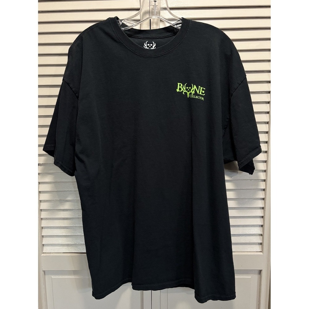 Bone‎ Collector Graphic Logo Tshirt Crew Short Sleeve Size 2XL Blk/Green Skull